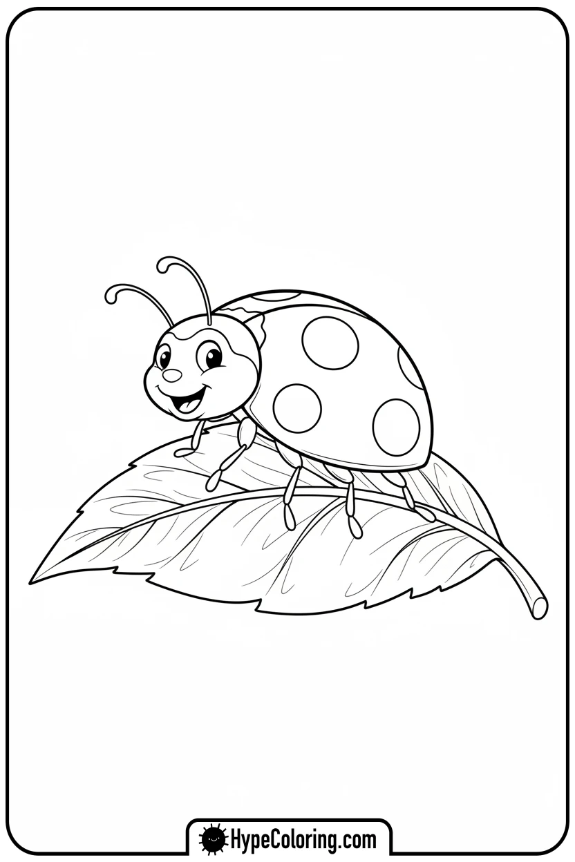 ladybug-crawling-on-a-leaf - ladybug coloring page
