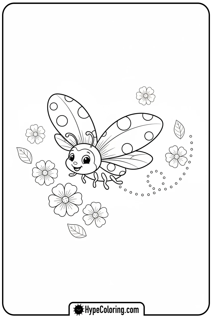 ladybug-flying-with-wings-spread - ladybug coloring page