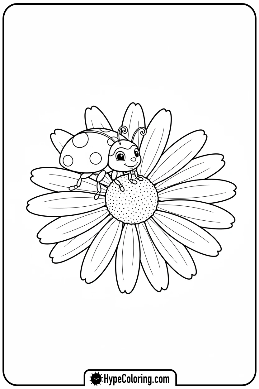 ladybug-on-a-daisy-petal - ladybug coloring page