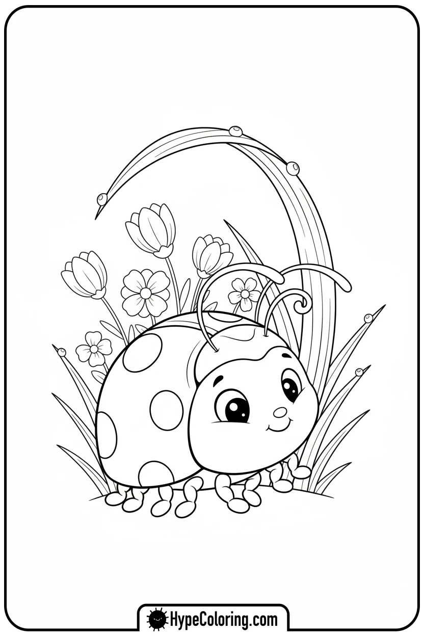 ladybug-playing-hide-and-seek - ladybug coloring page