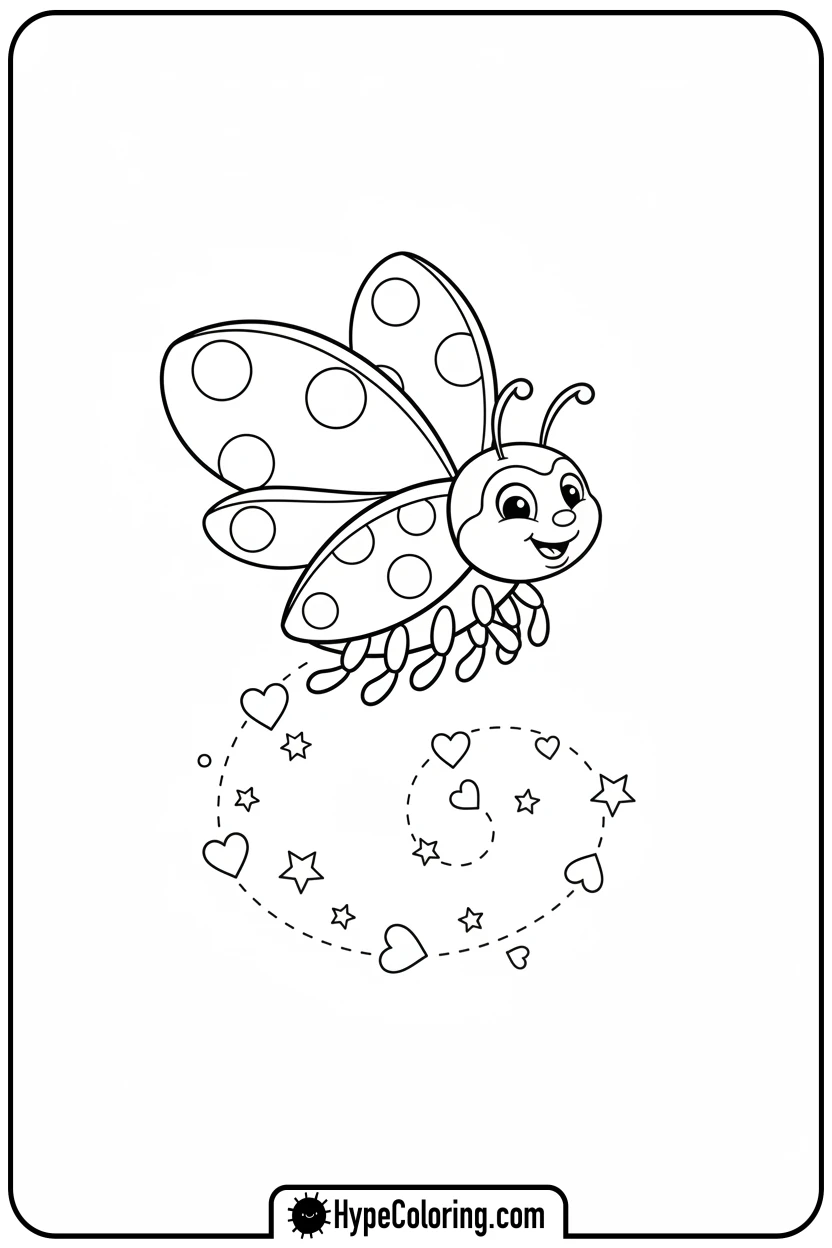ladybug-flying-in-loops-with-trail - ladybug coloring page