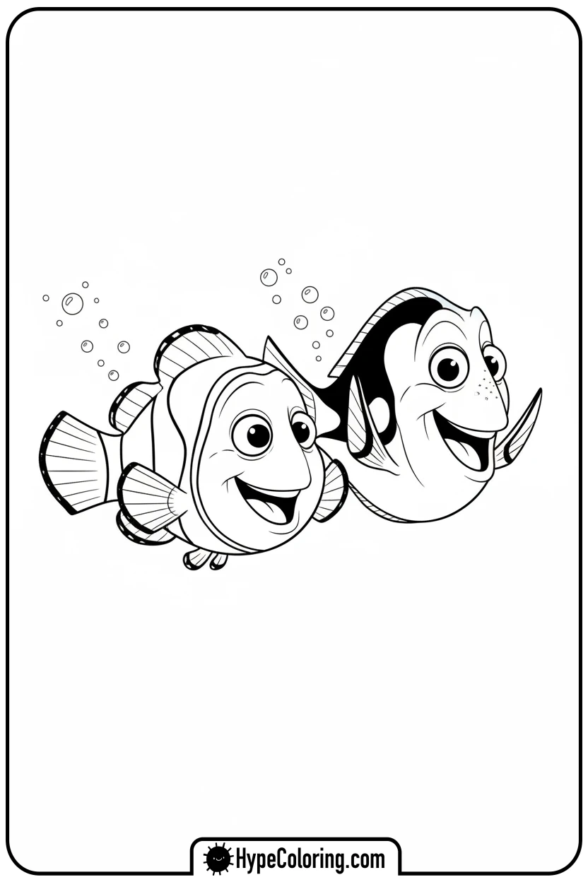 nemo-and-dory-racing - nemo coloring pages