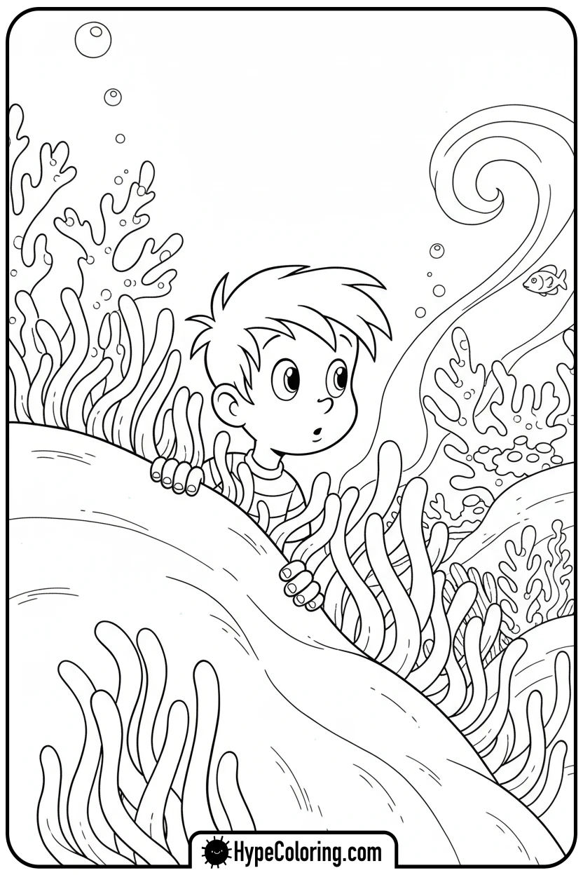 nemo-peeking-from-anemone - nemo coloring pages