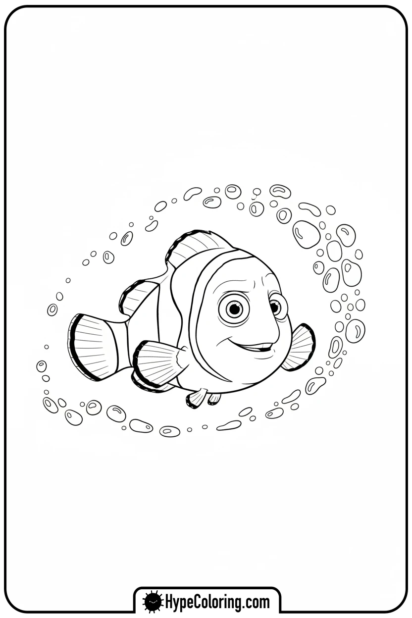 nemo-practicing-swimming - nemo coloring pages