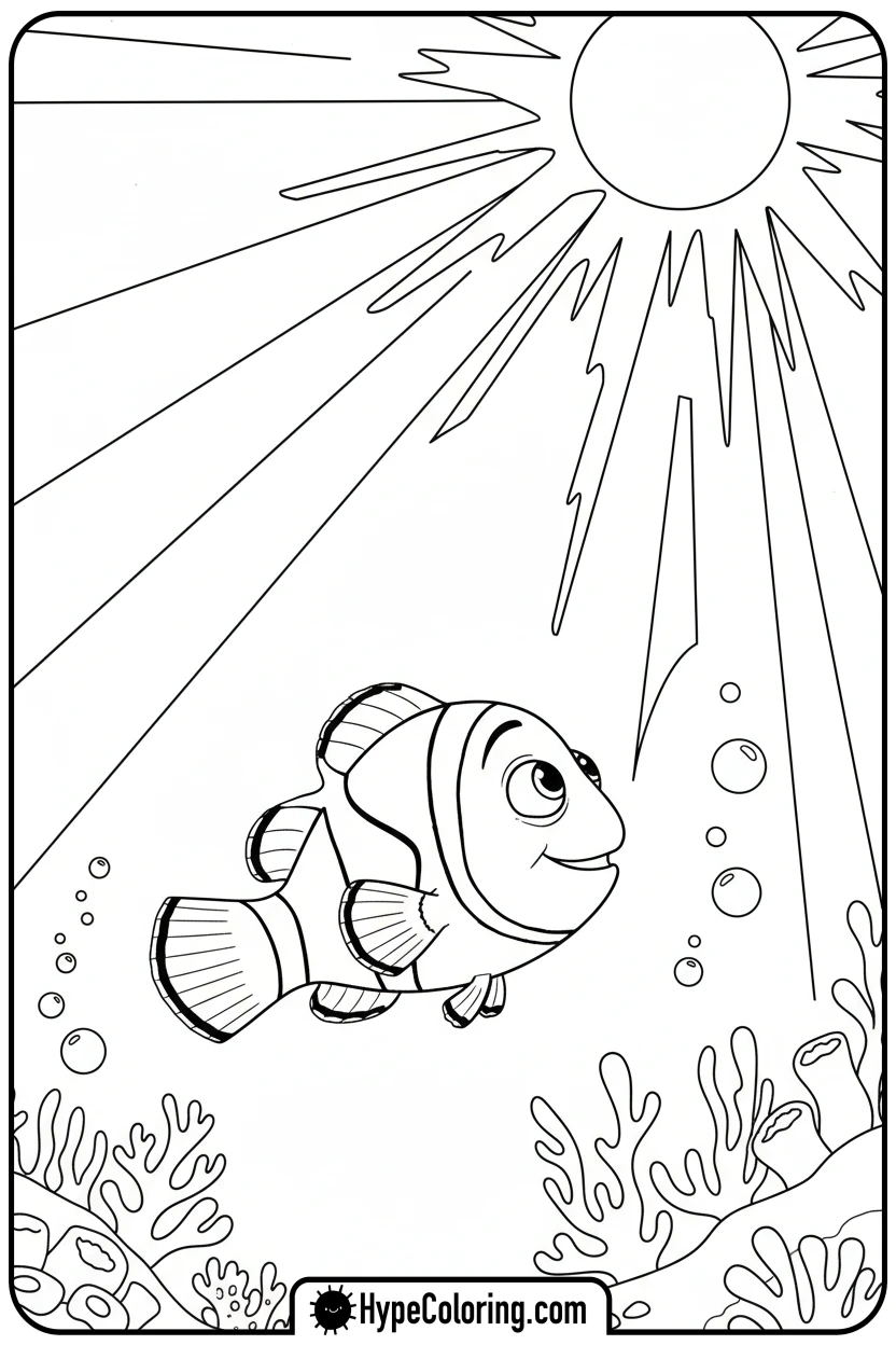 nemo-watching-sun-rays - nemo coloring pages
