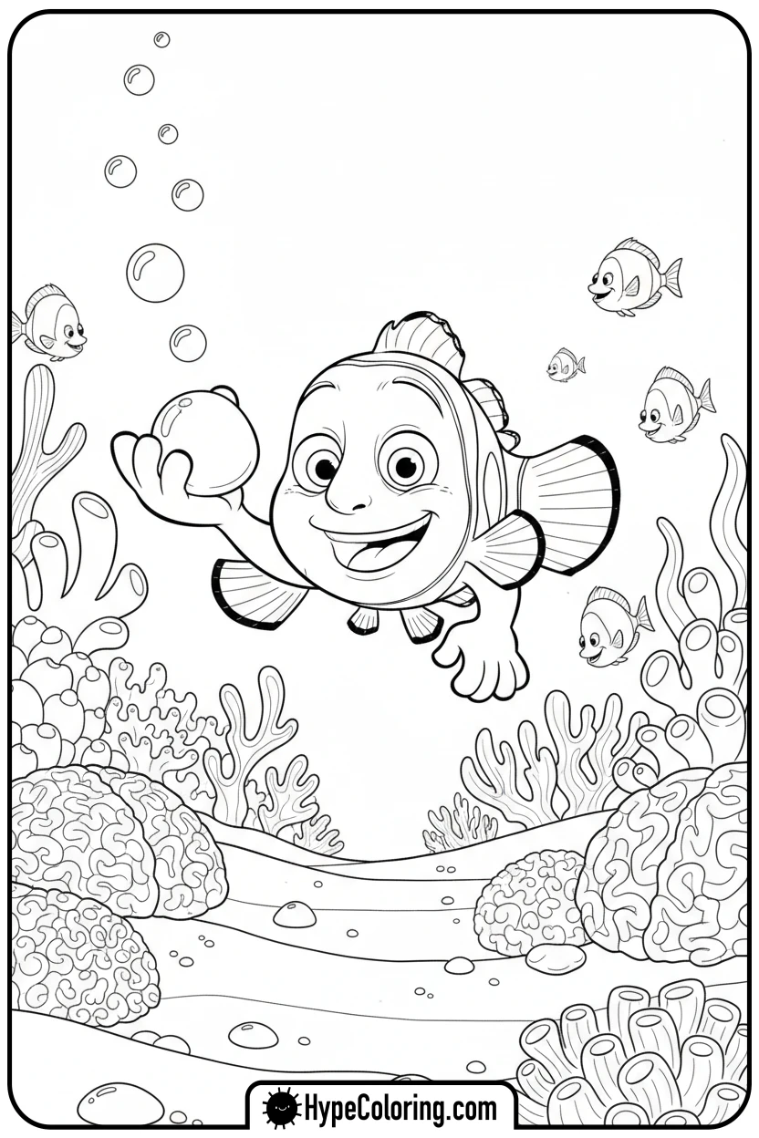 nemo-holding-a-smooth-pebble - nemo coloring pages