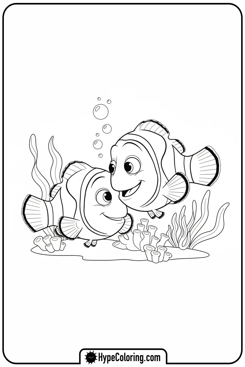 nemo-and-marlin-together - nemo coloring pages