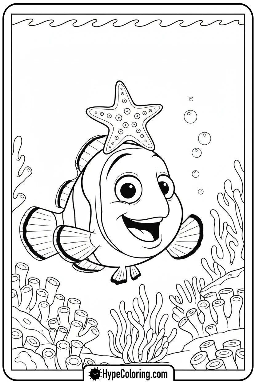 nemo-balancing-starfish - nemo coloring pages