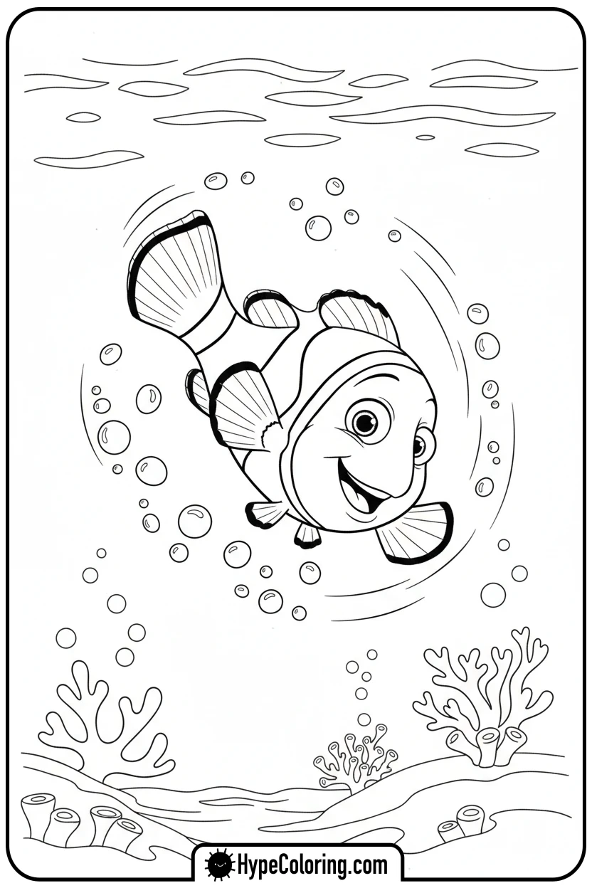 nemo-doing-a-loop-de-loop - nemo coloring pages