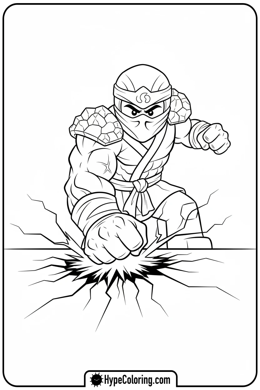 Click to download PDF cole-doing-earth-punch - ninjago coloring pages
