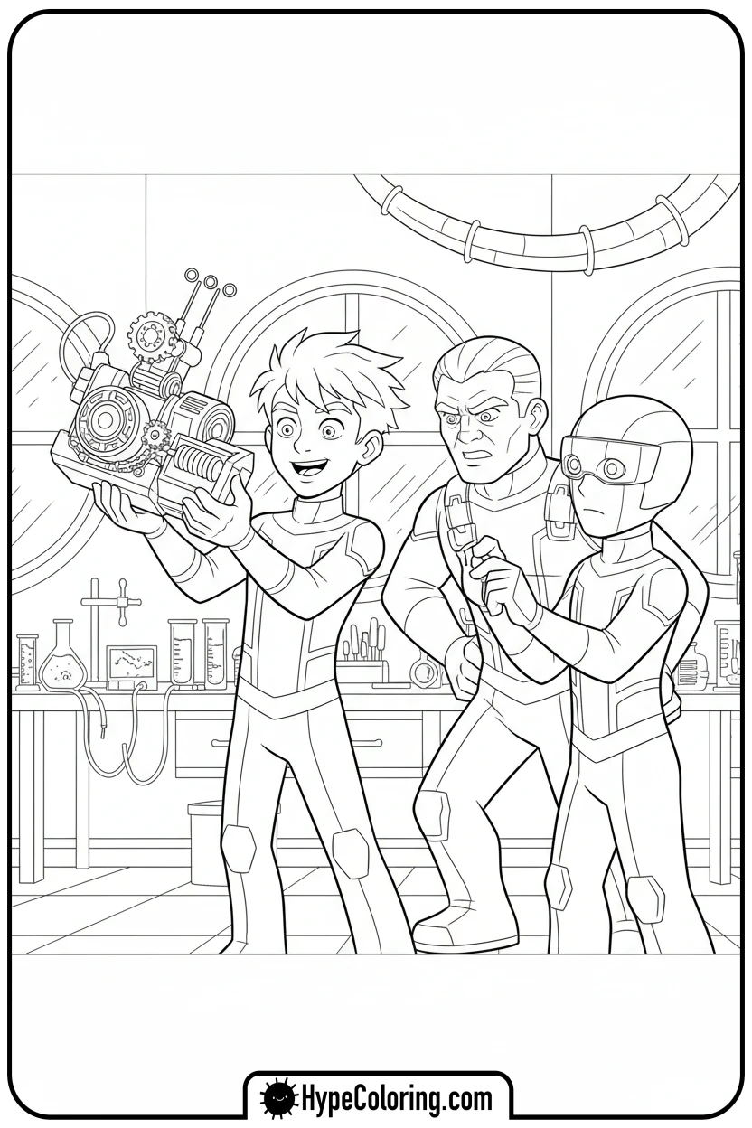 Click to download PDF jay-inventing-gadget - ninjago coloring pages