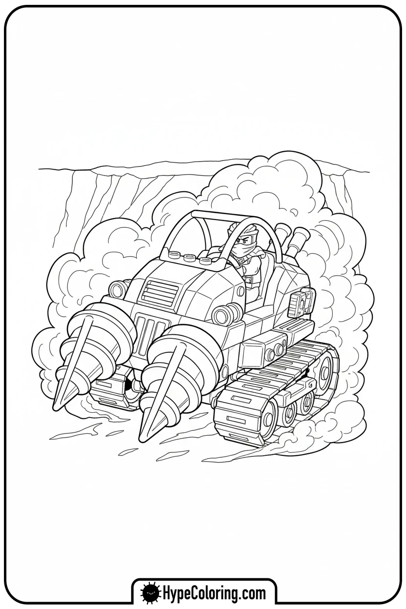 Click to download PDF cole-driving-earth-driller - ninjago coloring pages