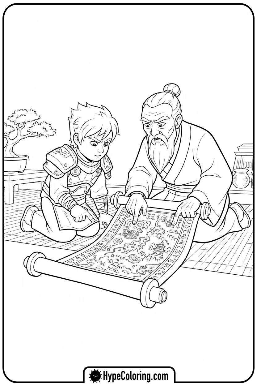 Click to download PDF lloyd-and-wu-finding-scroll - ninjago coloring pages