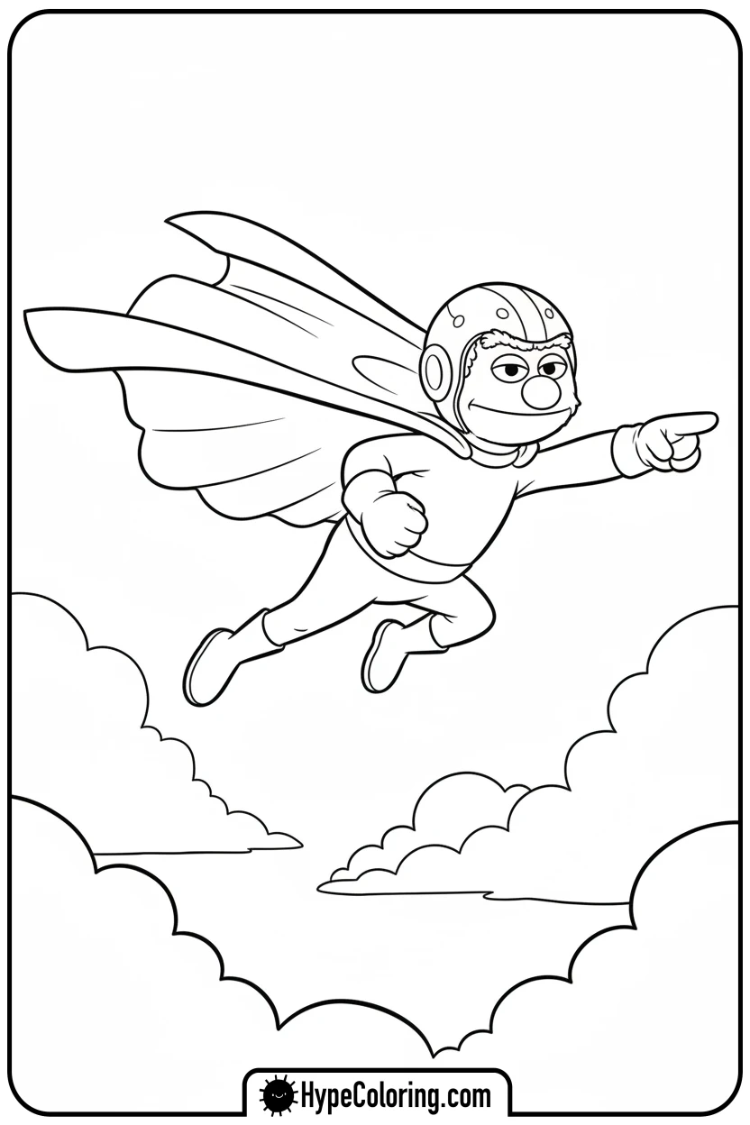 super-grover-flying - sesame street coloring pages