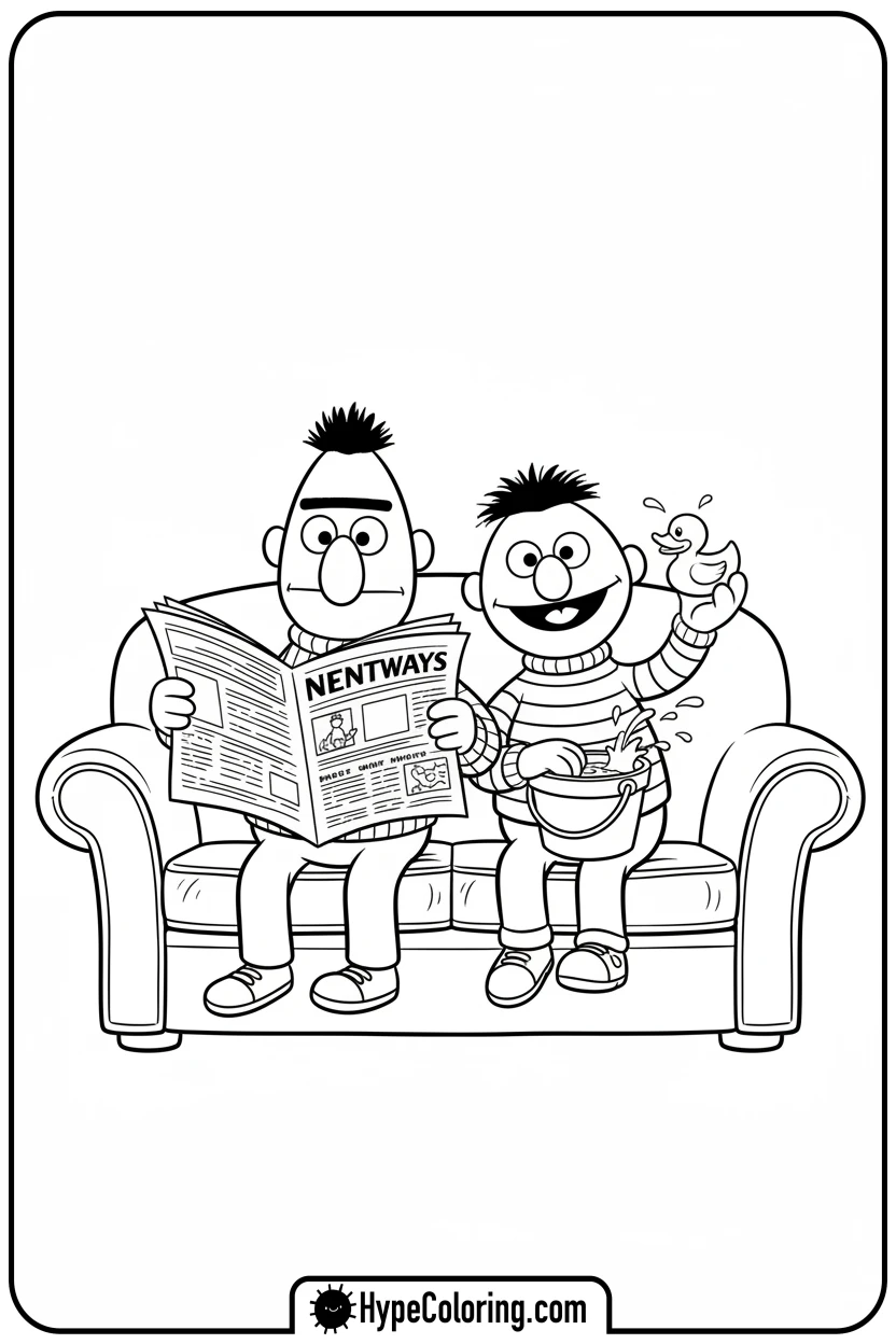 bert-and-ernie-relaxing - sesame street coloring pages