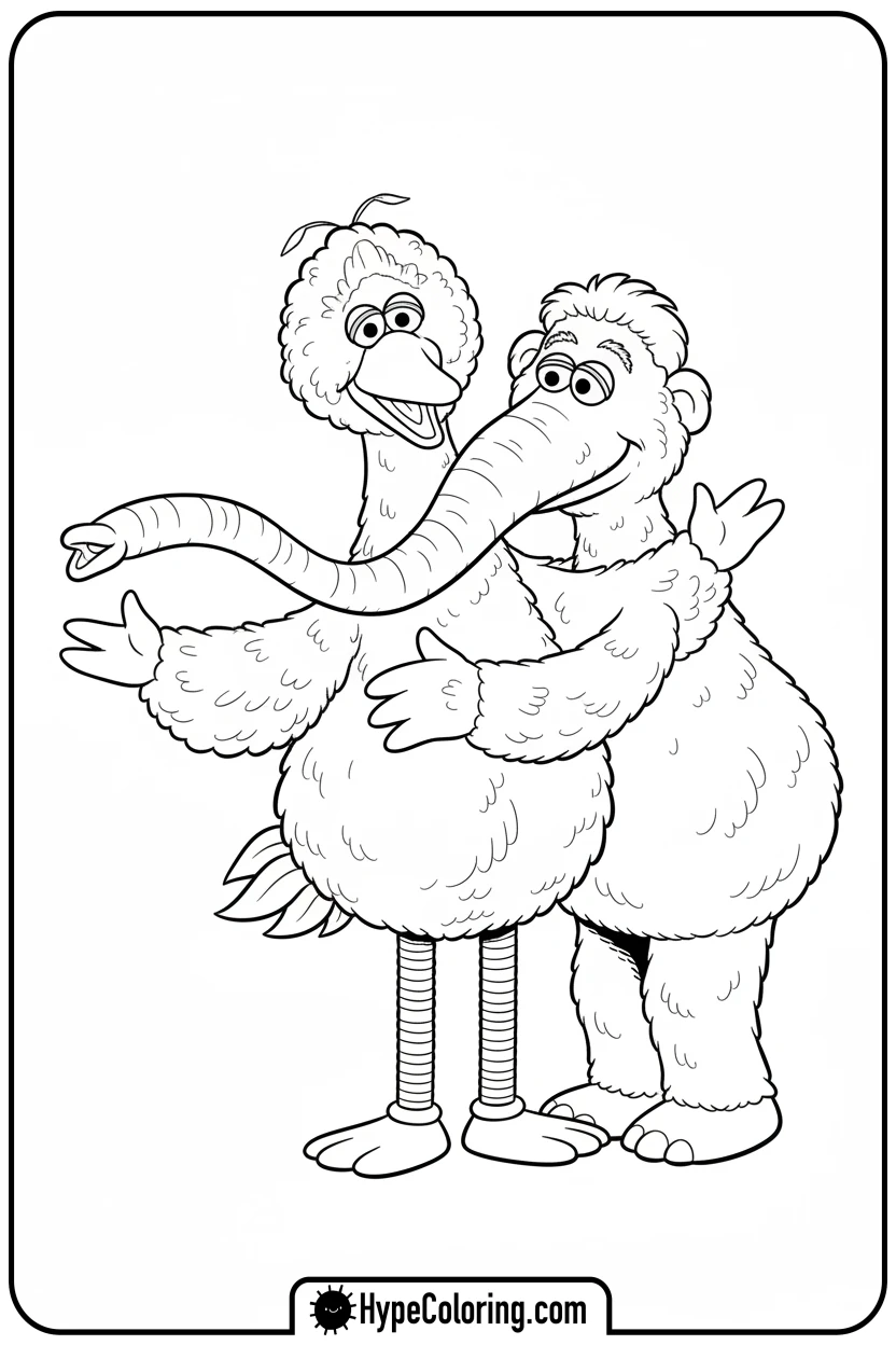 big-bird-hugging-snuffy - sesame street coloring pages