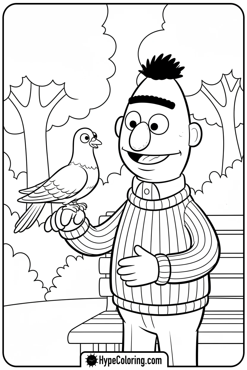 bert-with-pigeon-bernice - sesame street coloring pages