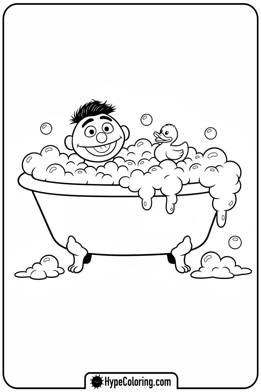 ernie-in-bubble-bath - sesame street coloring pages