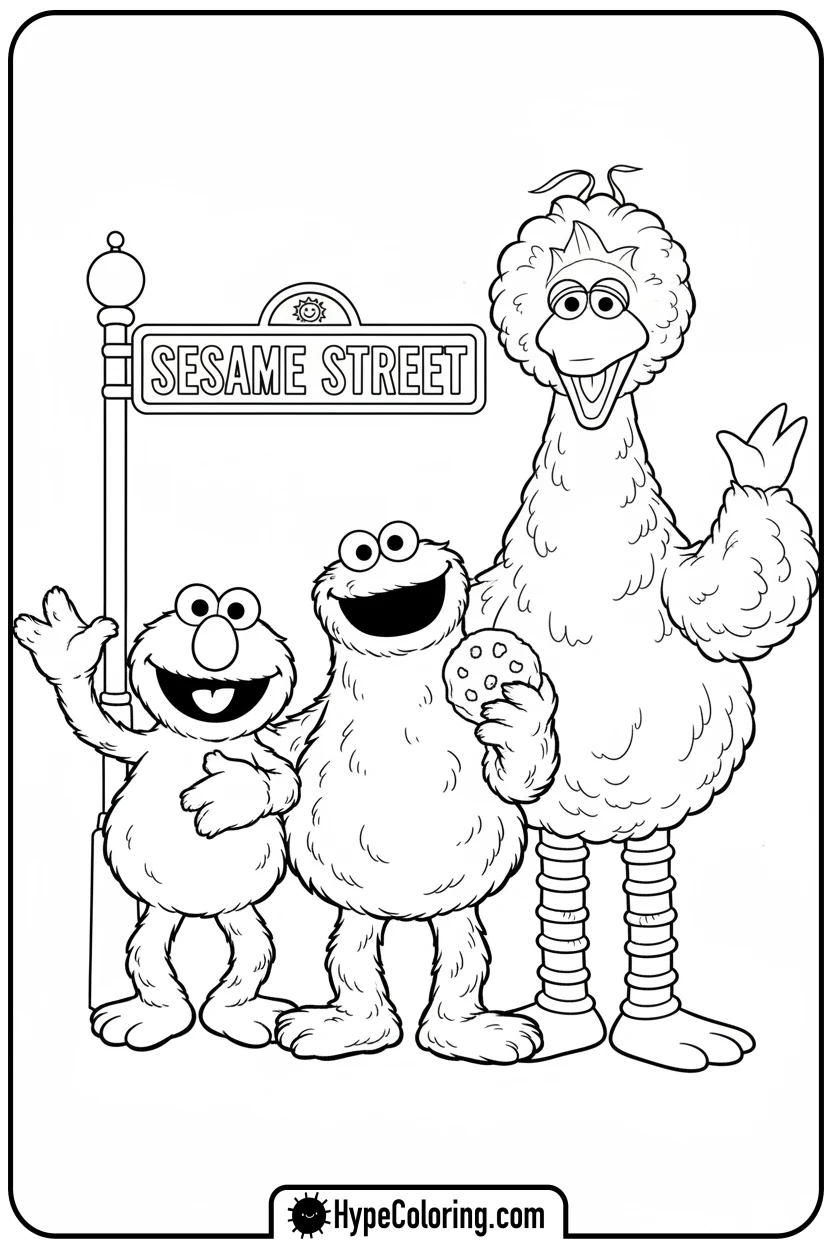 characters-by-sesame-street-sign - sesame street coloring pages
