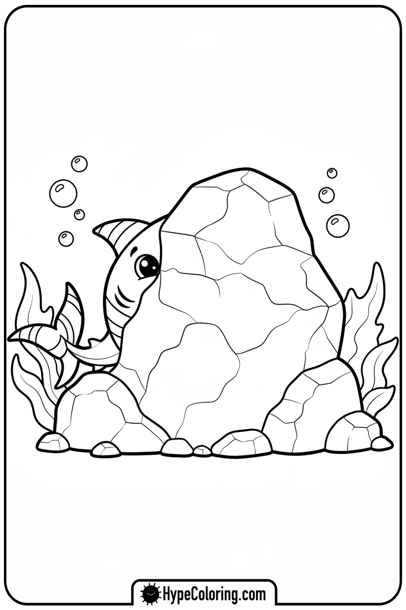 Click to download PDF shark-playing-hide-and-seek - shark coloring page