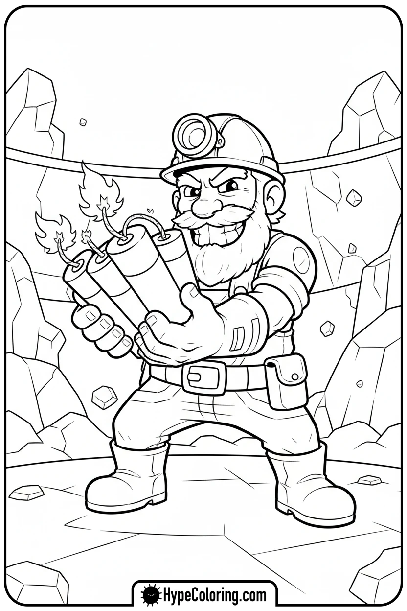 dynamike-tossing-dynamite-sticks - brawl stars coloring pages