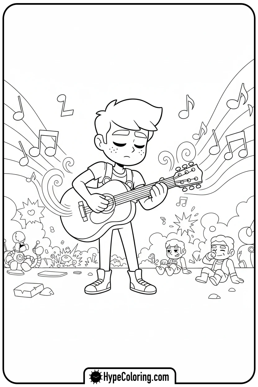 poco-playing-his-guitar - brawl stars coloring pages