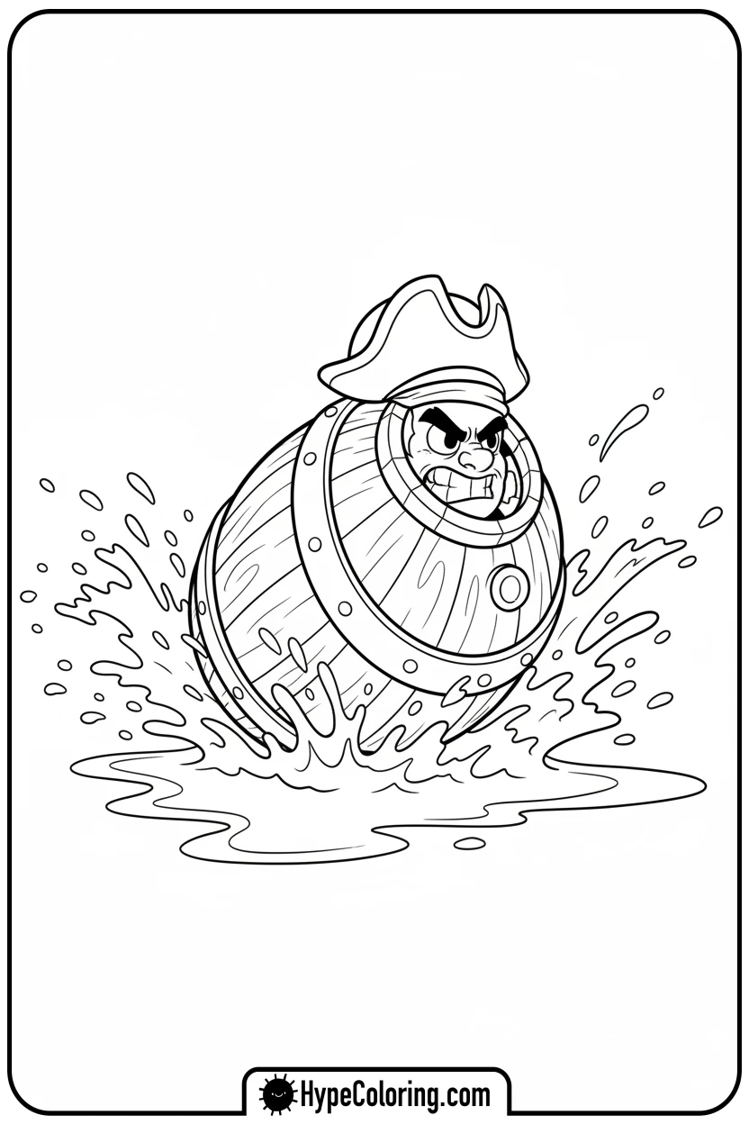 darryl-rolling-through-water - brawl stars coloring pages