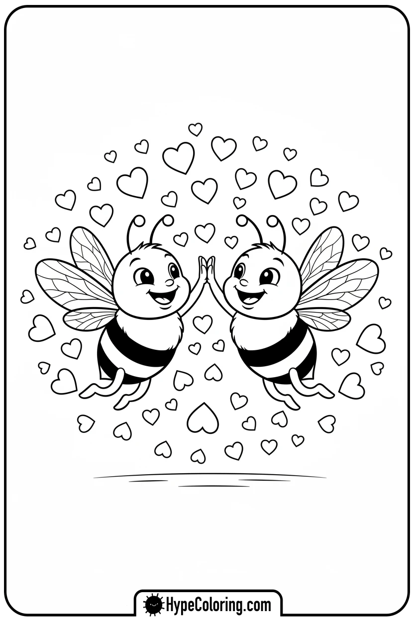 two-bumblebees-high-fiving - bumblebee coloring page