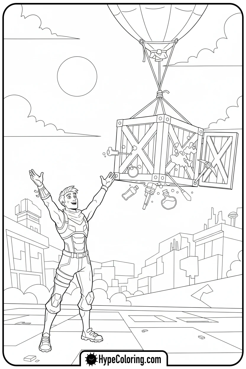 fortnite-character-opening-supply-drop - fortnite coloring pages