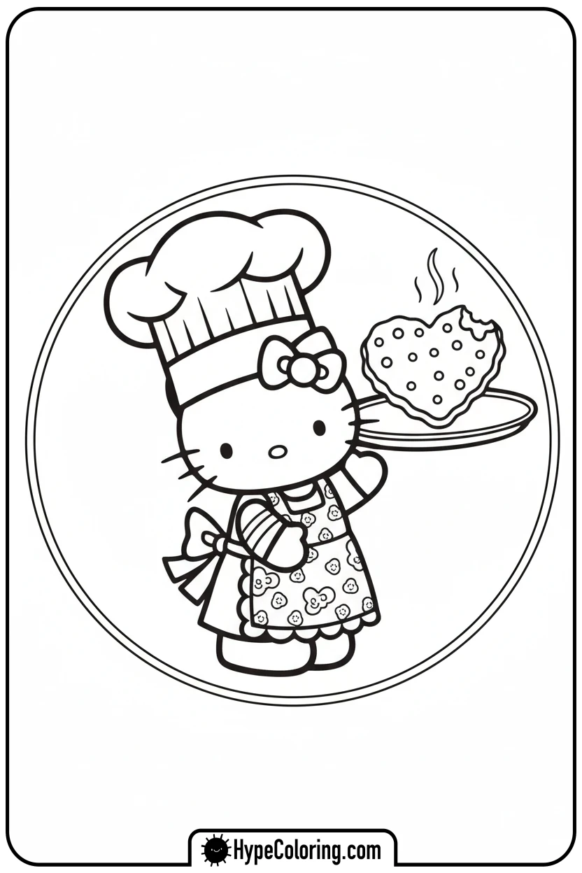 hello-kitty-baker-with-cookie - sanrio coloring pages