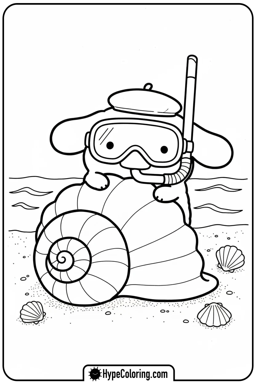pompompurin-snorkeling - sanrio coloring pages