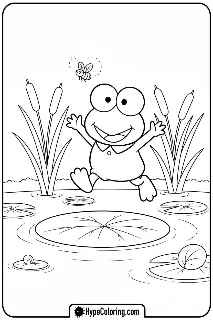 keroppi-leaping-lily-pad - sanrio coloring pages