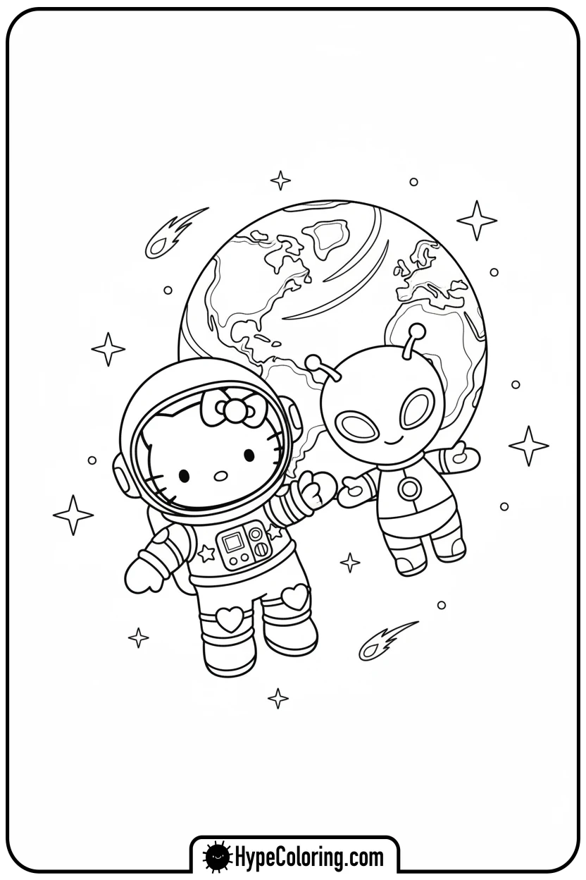 hello-kitty-astronaut-in-space - sanrio coloring pages