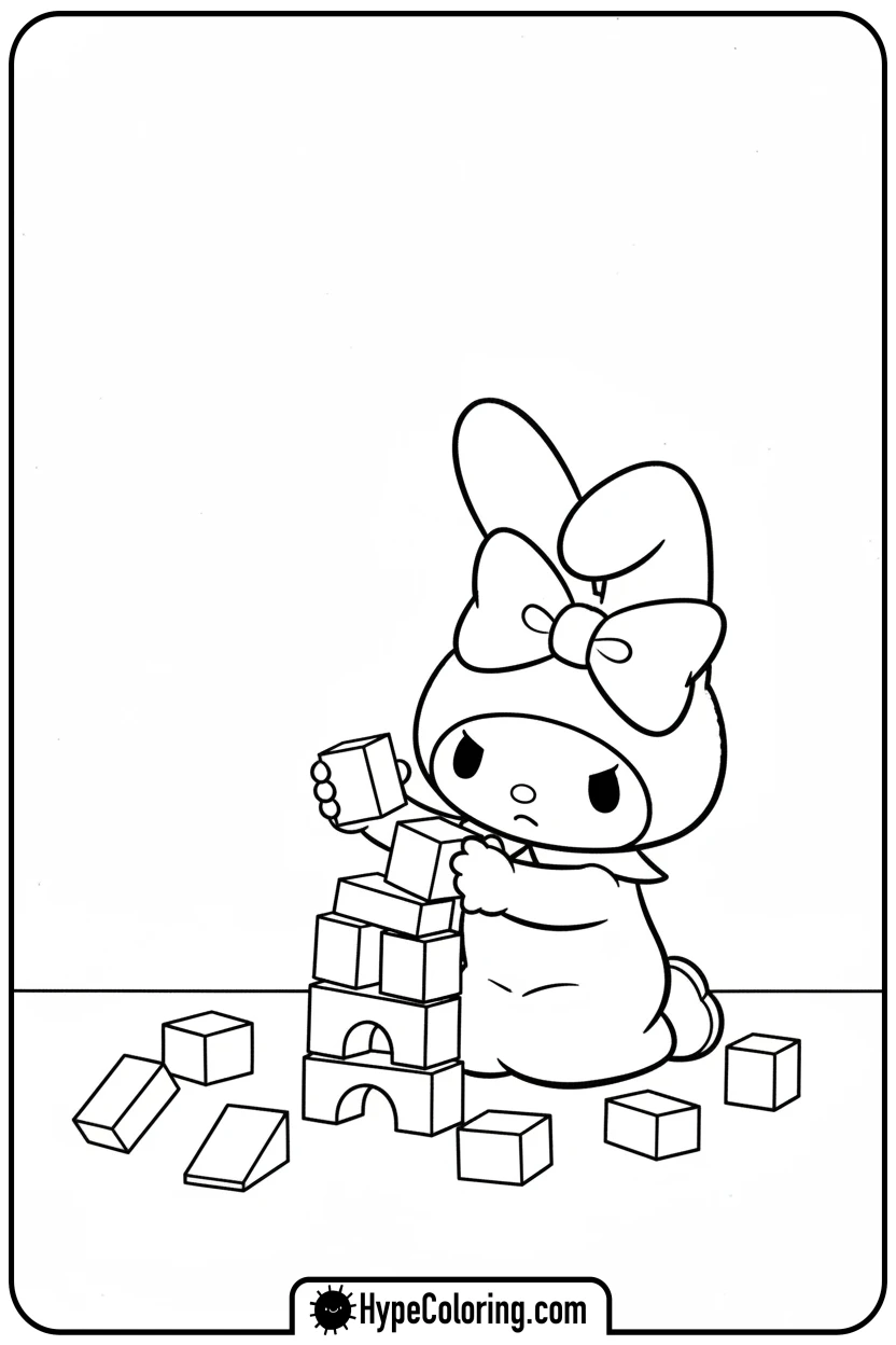 Click to download PDF my-melody-building-blocks - my melody coloring pages