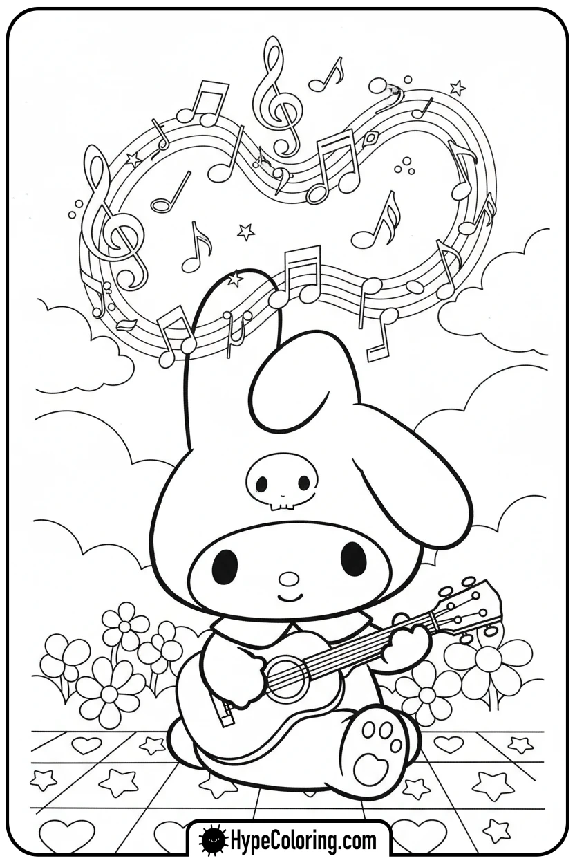 Click to download PDF my-melody-playing-ukulele - my melody coloring pages