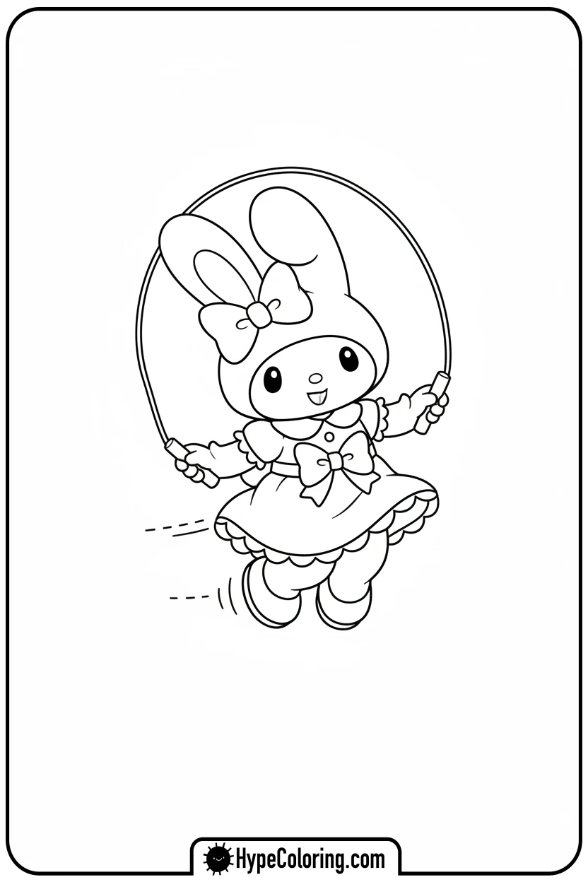 Click to download PDF my-melody-skipping-rope - my melody coloring pages