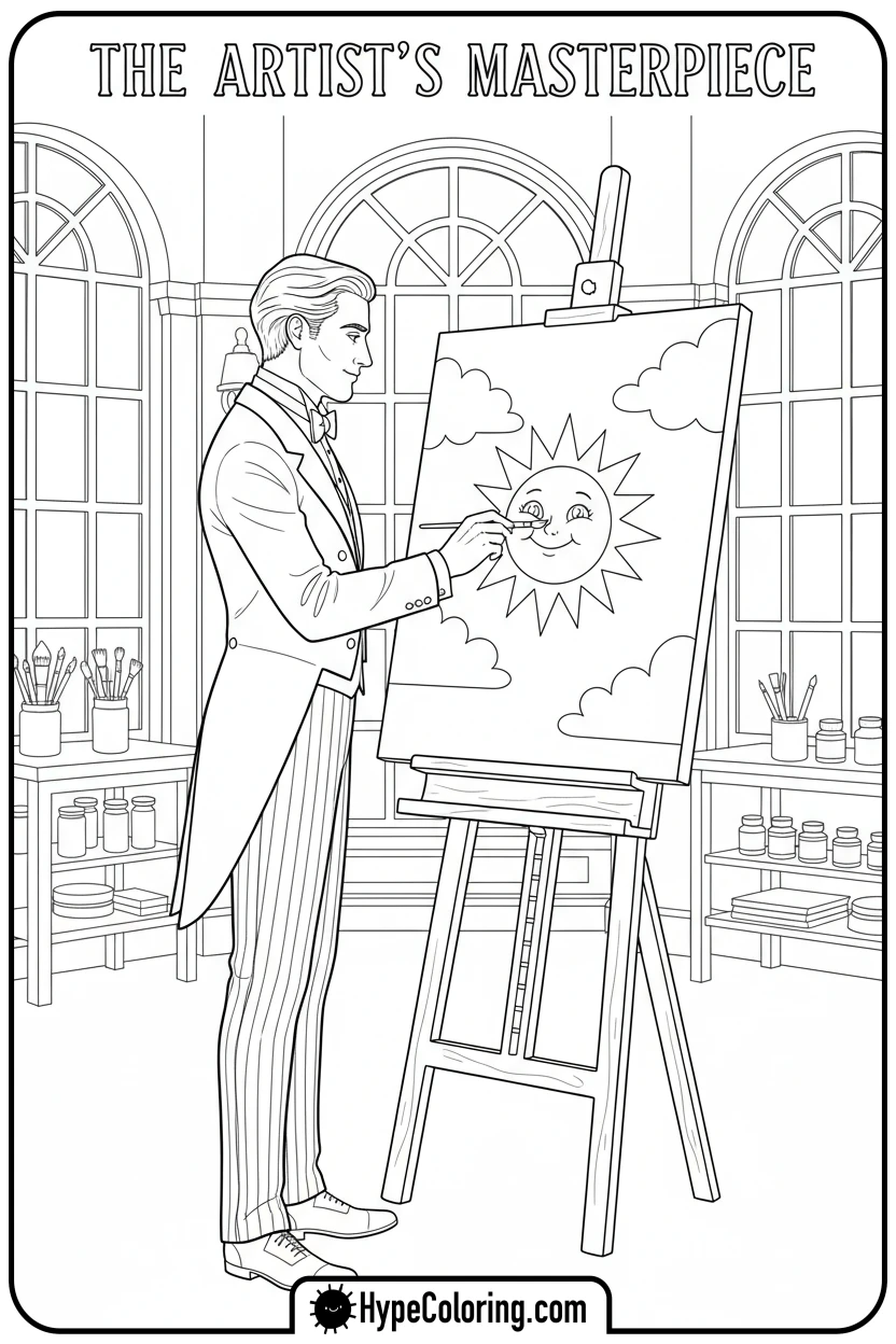dandy-painting-the-sun - dandy's world coloring pages