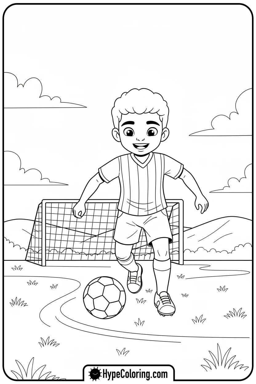 Click to download PDF saja-boy-playing-soccer - saja boys coloring page