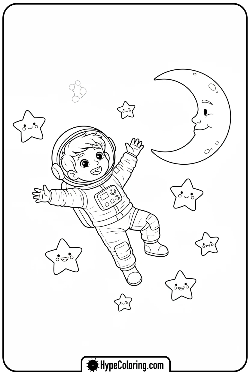 Click to download PDF saja-boy-astronaut-in-space - saja boys coloring page