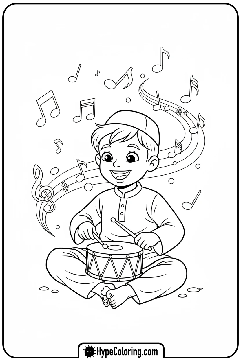 Click to download PDF saja-boy-playing-drum - saja boys coloring page