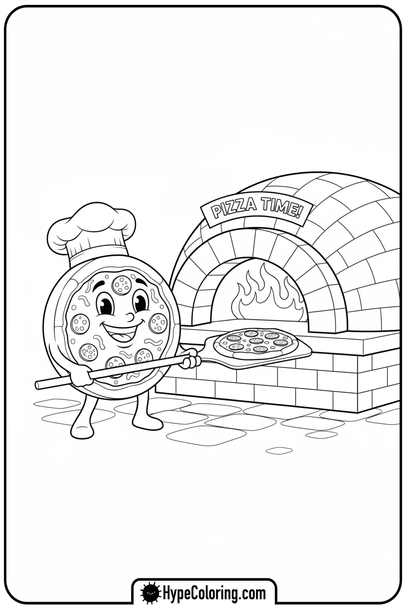 Click to download PDF pizza-chef-baking - pizza coloring pages