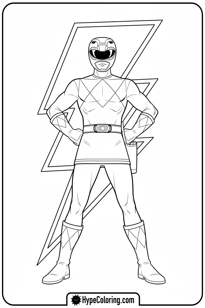 red-ranger-classic-pose - power rangers coloring pages