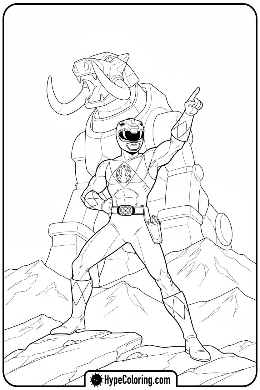 black-ranger-summoning-zord - power rangers coloring pages