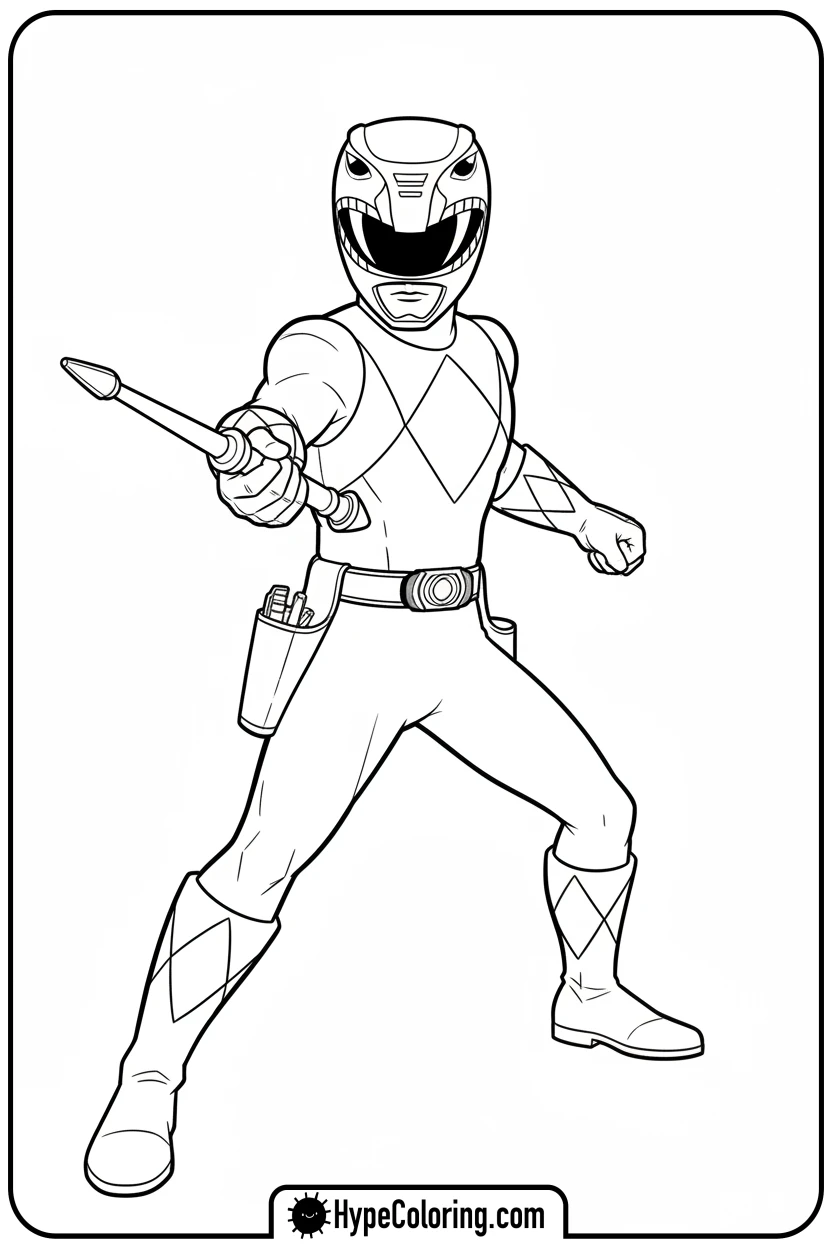 blue-ranger-with-power-lance - power rangers coloring pages