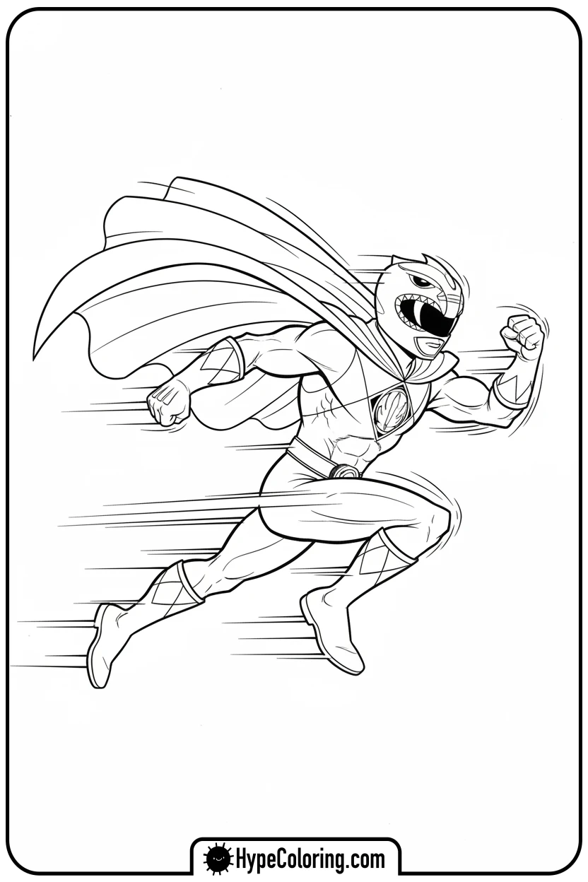 green-ranger-running-fast - power rangers coloring pages