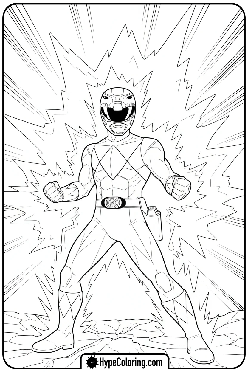ranger-powering-up - power rangers coloring pages