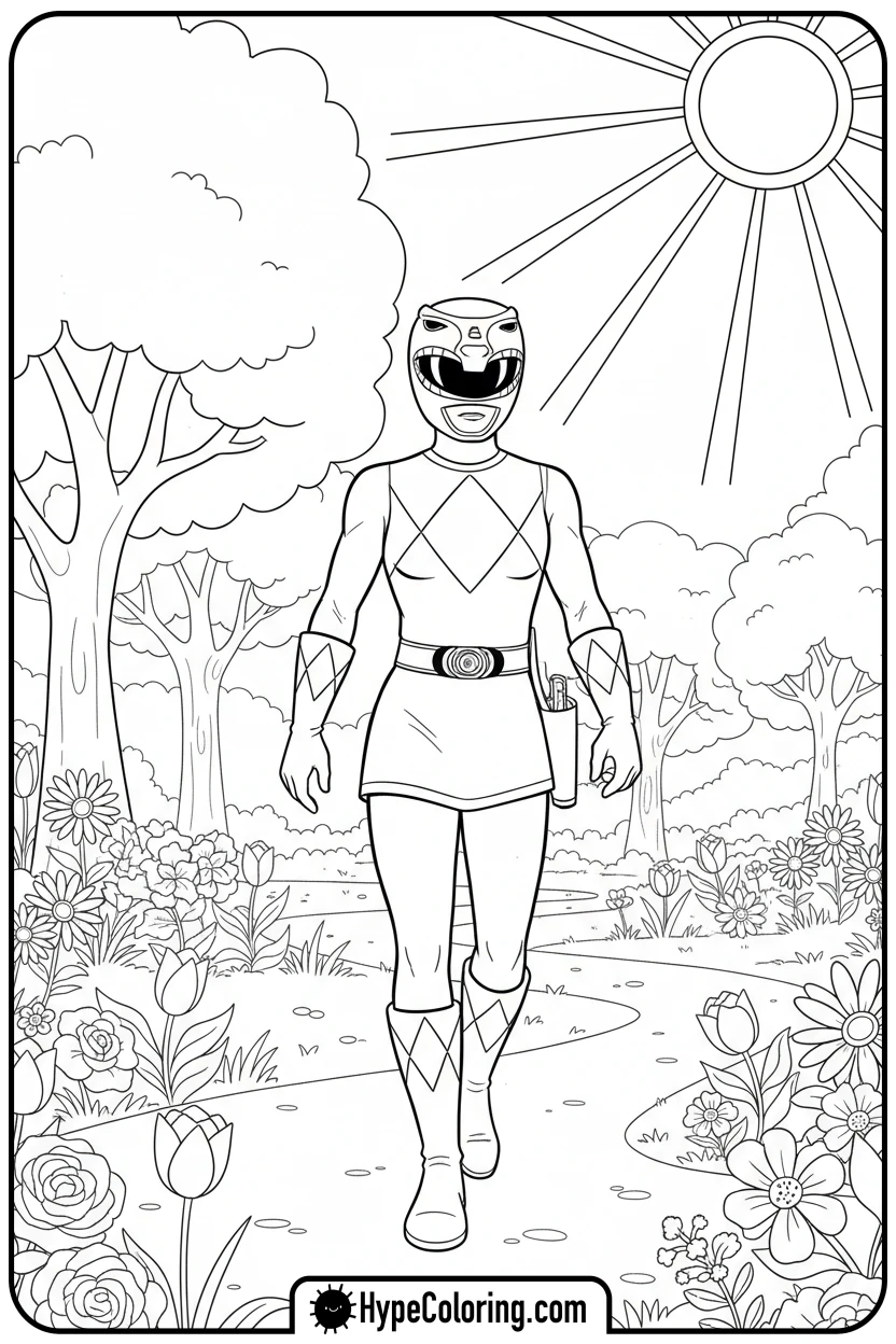 yellow-ranger-on-patrol - power rangers coloring pages