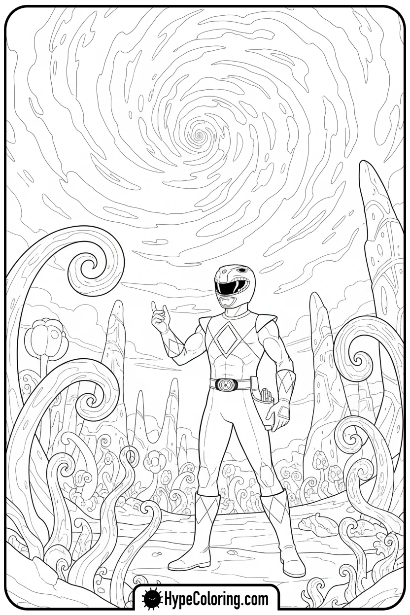 ranger-exploring-alien-planet - power rangers coloring pages