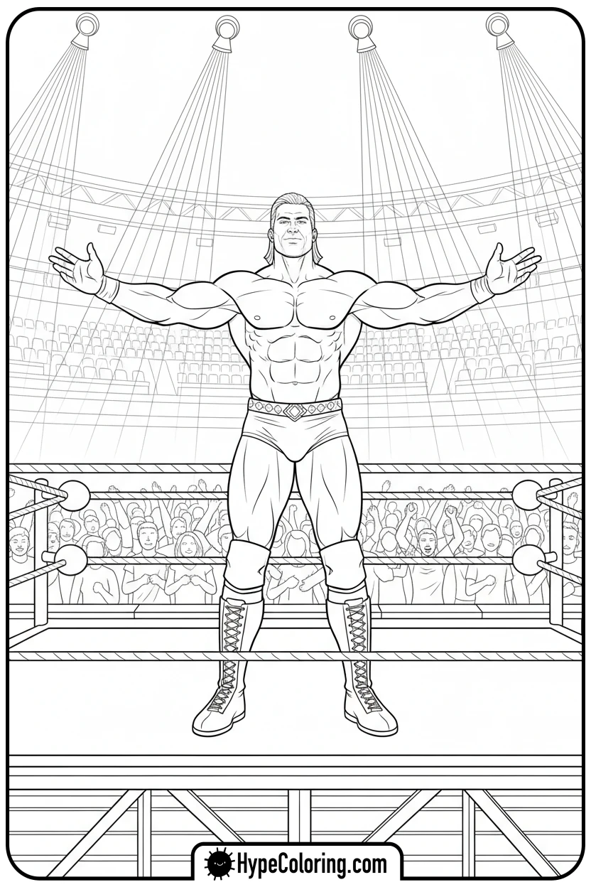 wrestler-posing-in-ring - wwe coloring pages
