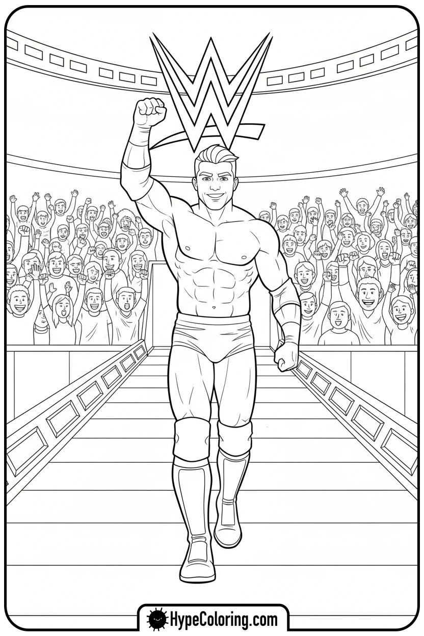 wrestler-entering-arena - wwe coloring pages
